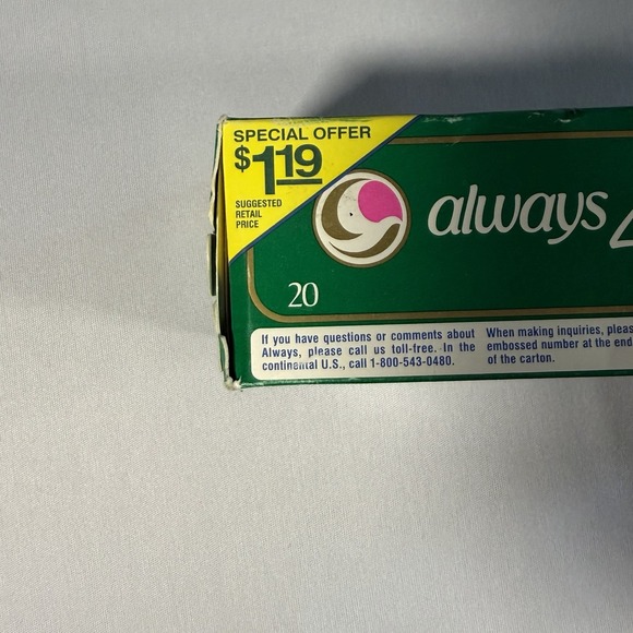 NOS 1990 Always Long Pantyliners 20 Count NIB VTG Feminine Hygiene Retro P&G - Picture 7 of 8